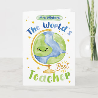 Thank You World Teacher Card – Globe Personalised