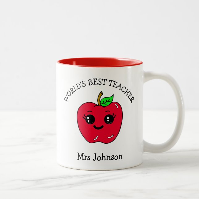 Thank You World's Best Teacher Appreciation Gift Two-Tone Coffee Mug (Right)
