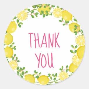 Thank You Wreath Citrus Lemon Classic Round Sticker
