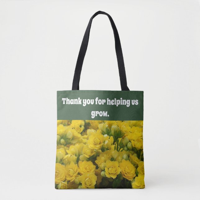 Thank You Yellow Flower Teacher Appreciation Flora Tote Bag (Front)