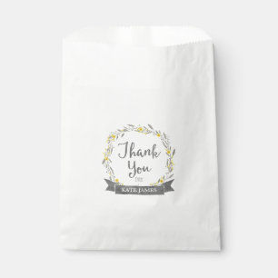 Thank You Yellow Flowers and Grey Leaves Favour Bags