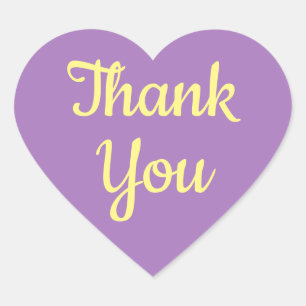 Thank You Yellow Purple Heart Sticker