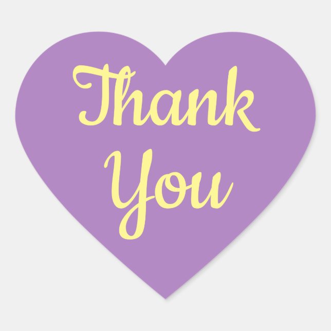 Thank You Yellow Purple Heart Sticker (Front)