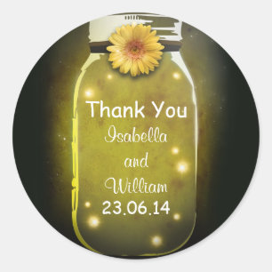 thank you yellow rustic whimsical mason jar classic round sticker