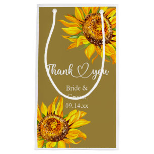 Thank You Yellow Sunflower on Wedding Small Gift Bag