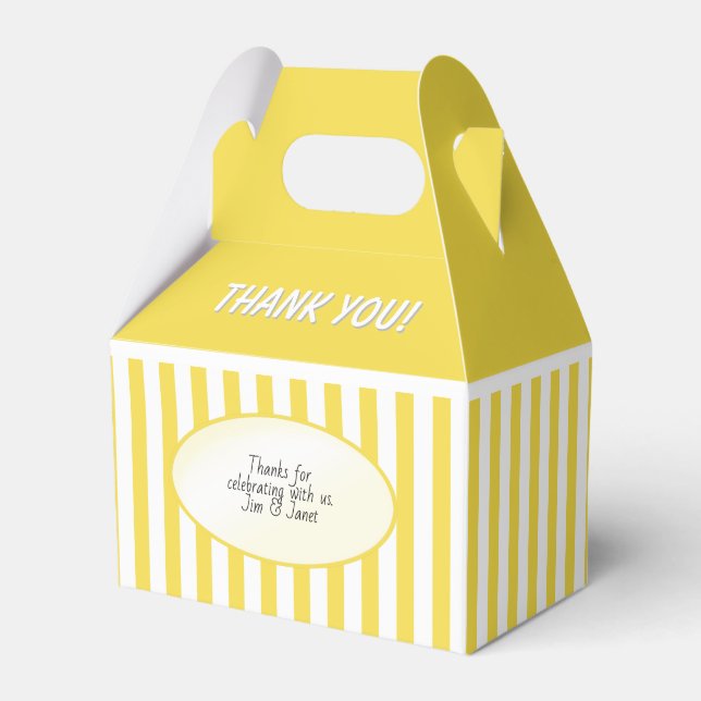 Thank You Yellow/White Stripes Pattern Favour Box (Front Side)