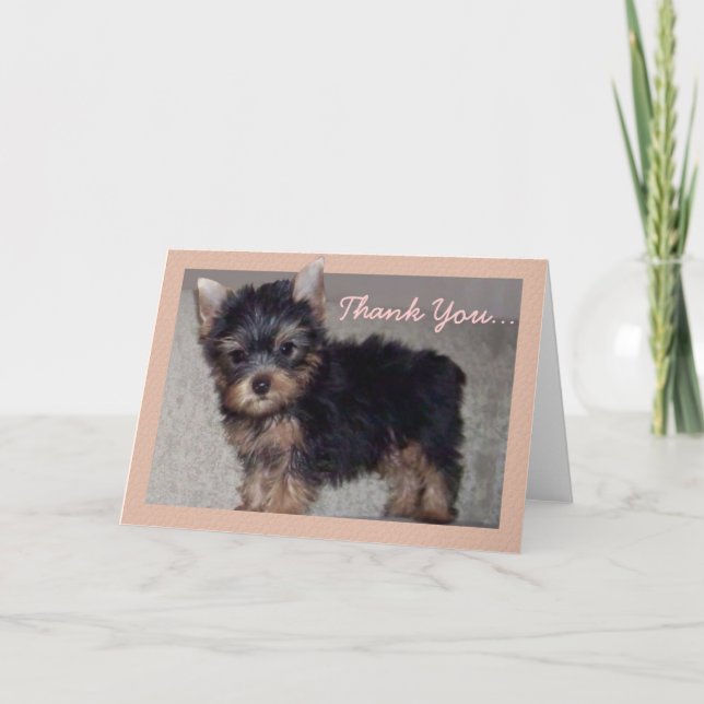 Thank You Yorkshire puppy greeting card (Front)