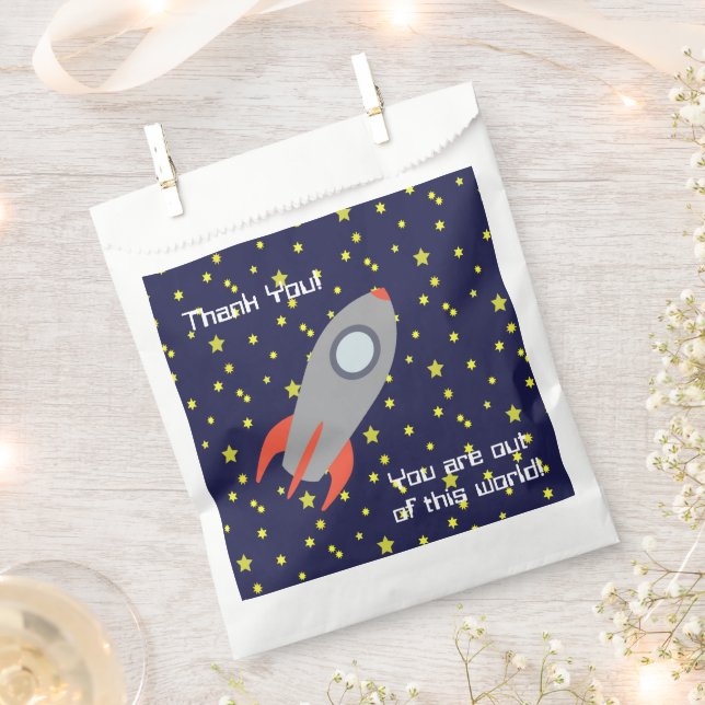 Thank You  You Are Out of this World  Rocket Ship Favour Bags (Clipped)