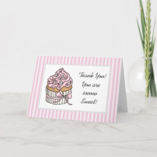Thank You   You are Sweet Pink Cupcake  Card