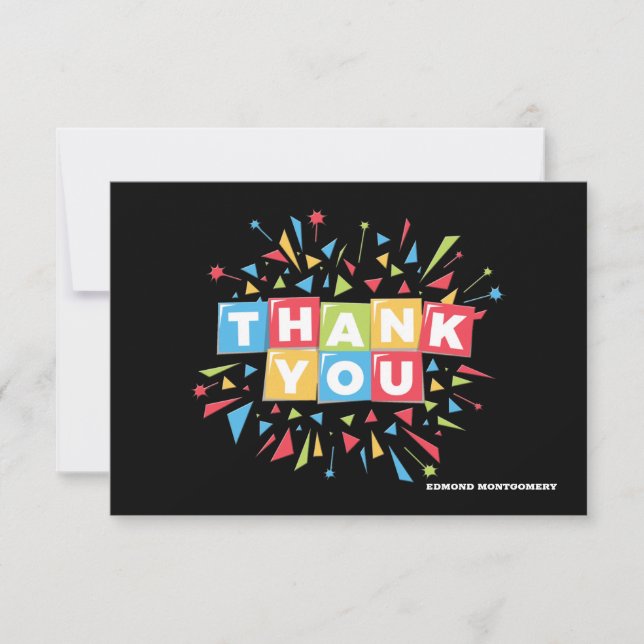 Thank You (You Pick Background Colour) Notecard (Front)