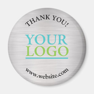 Thank You, Your Logo, Name Website, Brushed Silver Magnet