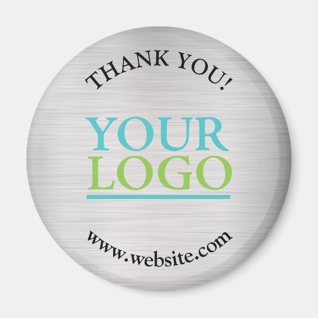 Thank You, Your Logo, Name Website, Brushed Silver Magnet (Front)