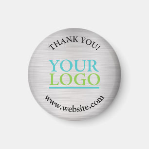 Thank You, Your Logo, Name Website, Brushed Silver Magnet