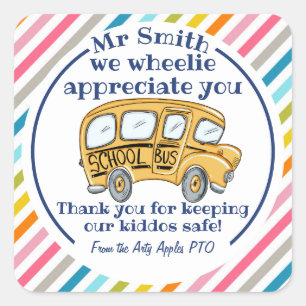 Thank you you're an awesome bus driver square sticker