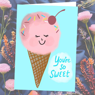 THANK YOU You're Sweet Cute Ice Cream Custom Card