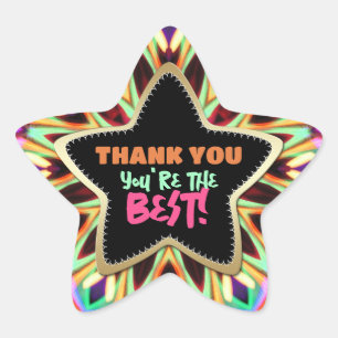 Thank You ♥ You're the Best Rainbow Colours Star Star Sticker