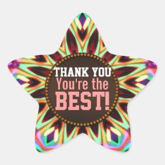 Thank You- You're the Best Rainbow Star Sticker