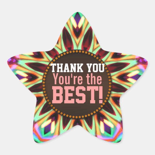 Thank You- You're the Best Rainbow Star Sticker (Front)