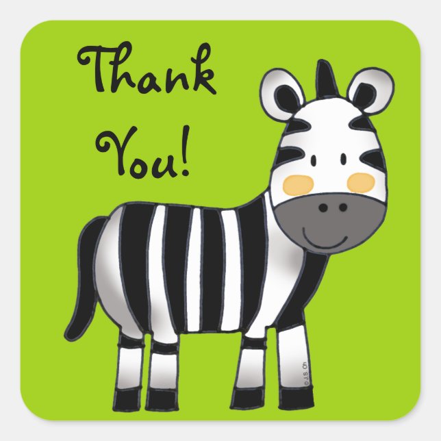 Thank you (zebra) square sticker (Front)