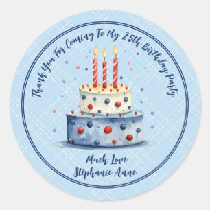 Thank Your Birthday Cake & Candles Favour  Classic Round Sticker