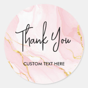 Thank Your Elegant Blush Pink Watercolor Marble Classic Round Sticker