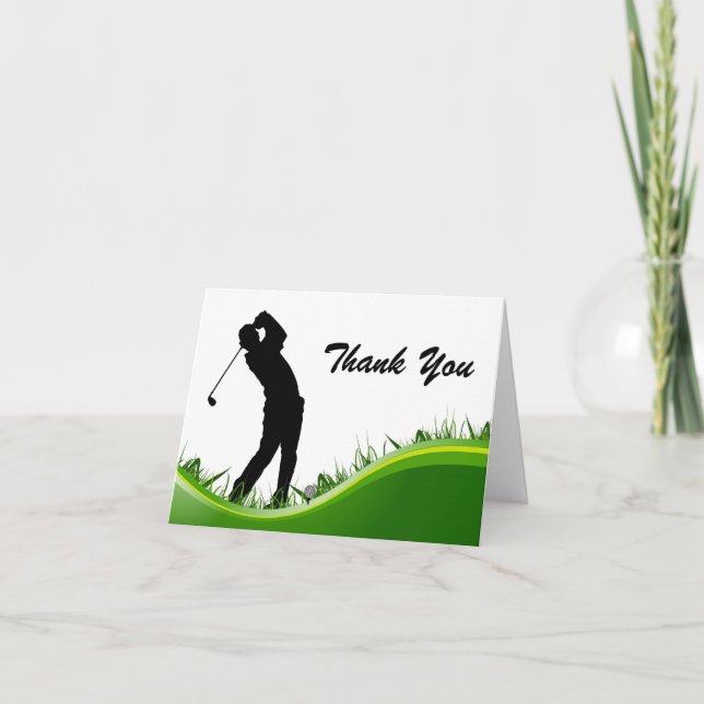 Thank Your Man Golf Birthday Thank You Card (Front)