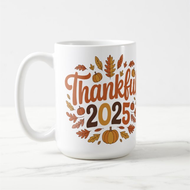 Thankful 2025 Autumn Pumpkin Thanksgiving Mug (Left)