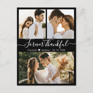 Thankful 3 Photo Collage Wedding Thank You Postcard