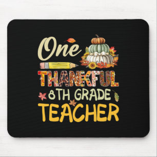 Thankful 8th Grade Teacher Pumpkin Fall Thanksgivi Mouse Mat