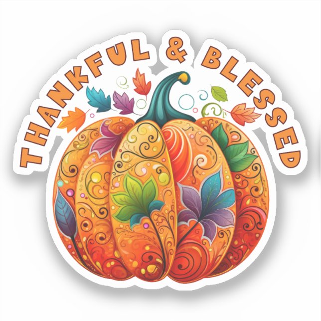 Thankful and Blessed Autumn Pumpkin (Front)