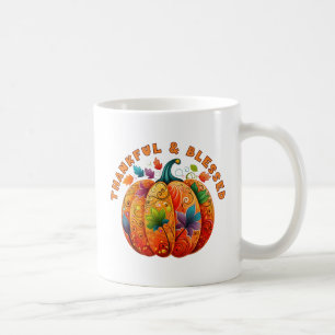Thankful and Blessed Autumn Pumpkin Coffee Mug