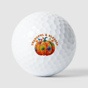 Thankful and Blessed Autumn Pumpkin Golf Balls