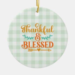 Thankful and Blessed Ceramic Tree Decoration
