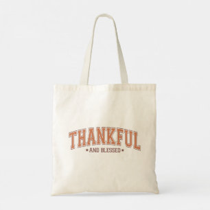 Thankful and Blessed College Letter Inspired Tote Bag