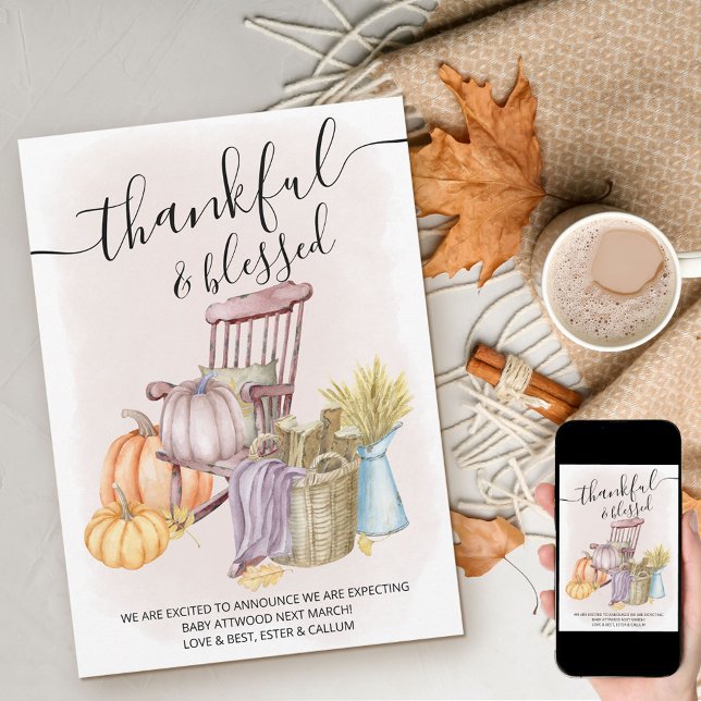 Thankful and Blessed Country Pumpkin Pregnancy Announcement (Creator Uploaded)