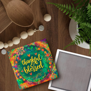 Thankful and Blessed Inspirivity Floral Pretty Magnet