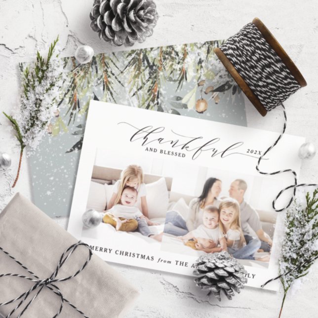 Thankful and blessed photo Christmas Holiday Card (Creator Uploaded)