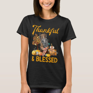 thankful and blessed pumpkin horse fall thanksgivi T-Shirt