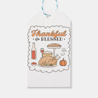 Thankful and Blessed Retro Thanksgiving Gift Tags