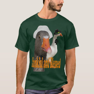 Thankful and Blessed Thanksgiving Pilgrim Ducks In T-Shirt