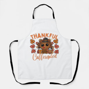 Thankful And Caffeinated Funny Thanksgiving Coffee Apron