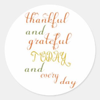 Thankful and Grateful Classic Round Sticker
