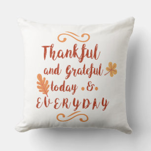 thankful and grateful thanksgiving cushion