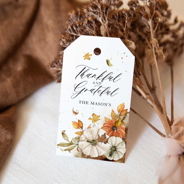 Thankful and Grateful Thanksgiving Favour Tags (Thanksgiving Gift Tag)