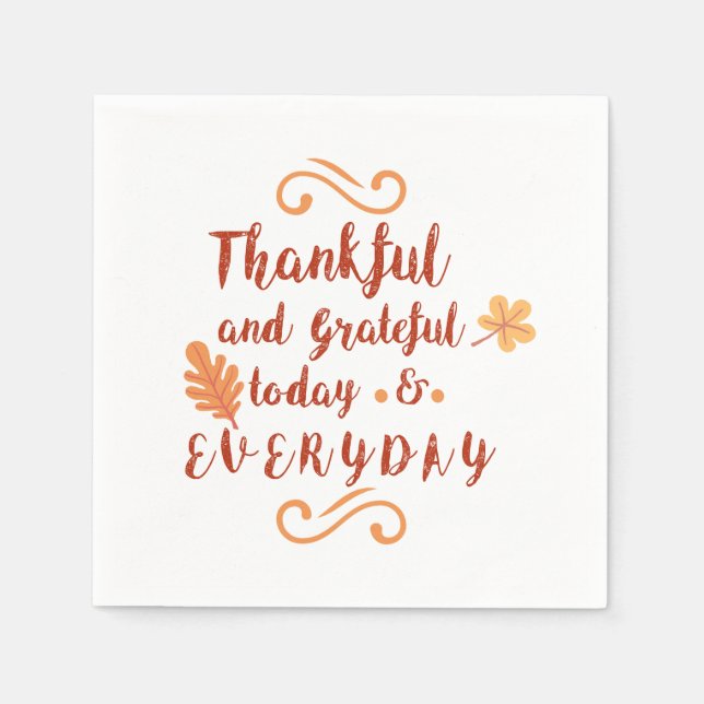 thankful and grateful thanksgiving napkin (Front)