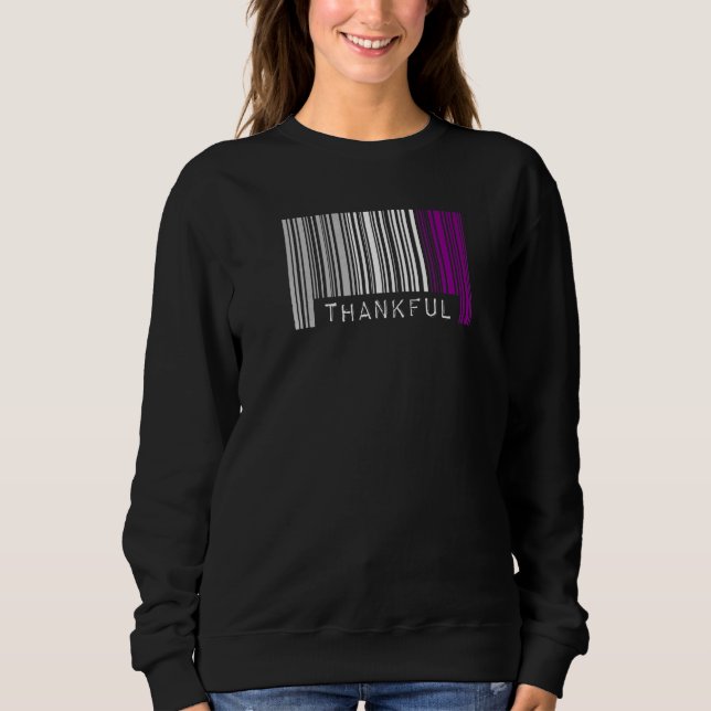 Thankful Asexual Pride Flag Barcode Thanksgiving P Sweatshirt (Front)