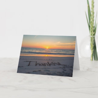 🌅 Thankful at Sunset – Beach Thanksgiving Card