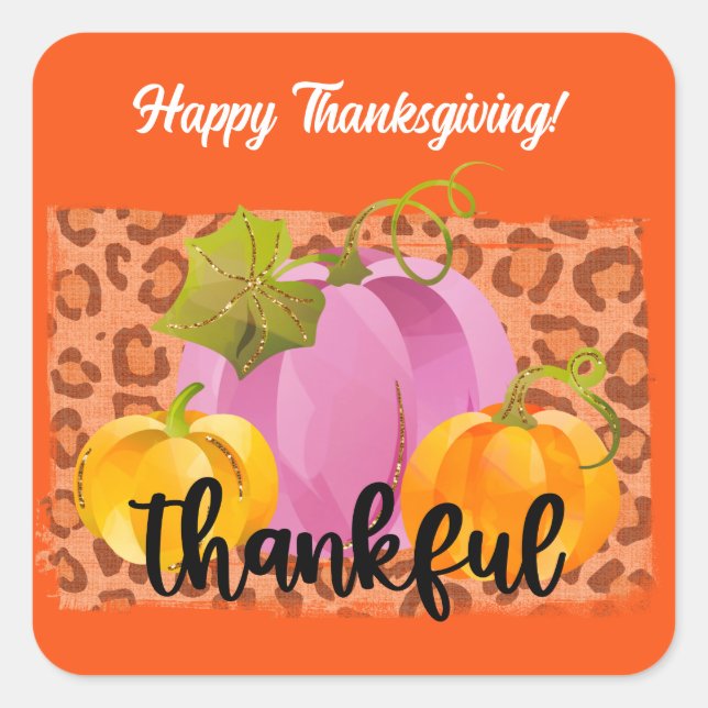 Thankful Autumn Customise Square Sticker (Front)