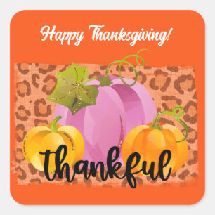 Thankful Autumn Customise Square Sticker