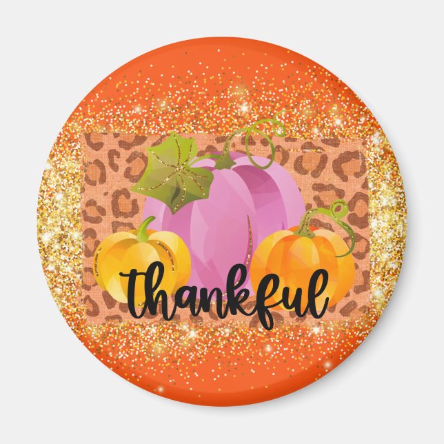 Thankful Autumn Customise Text and Colour Magnet (Front)